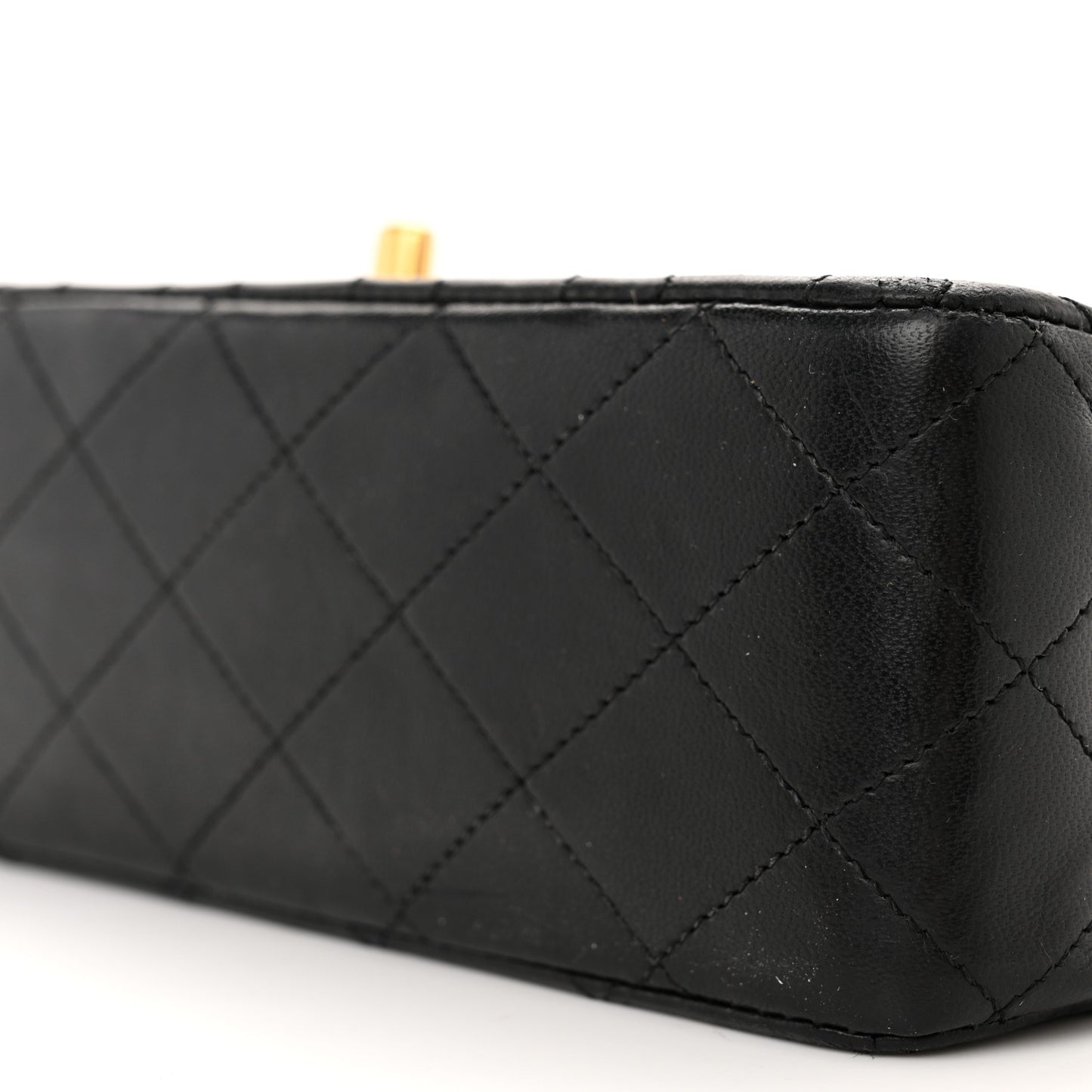 Lambskin Quilted Medium Double Flap Black
