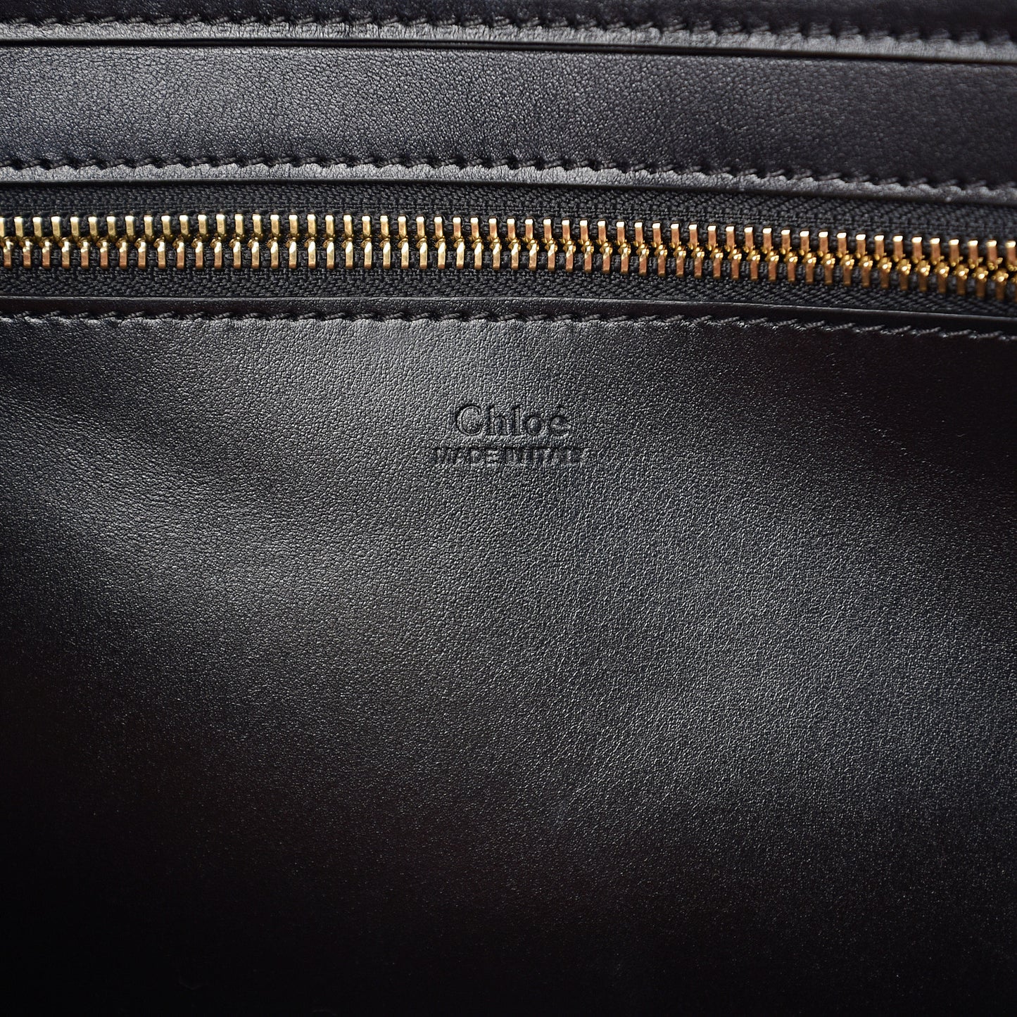 Shiny Calfskin Suede Medium C Zipped Tote Black