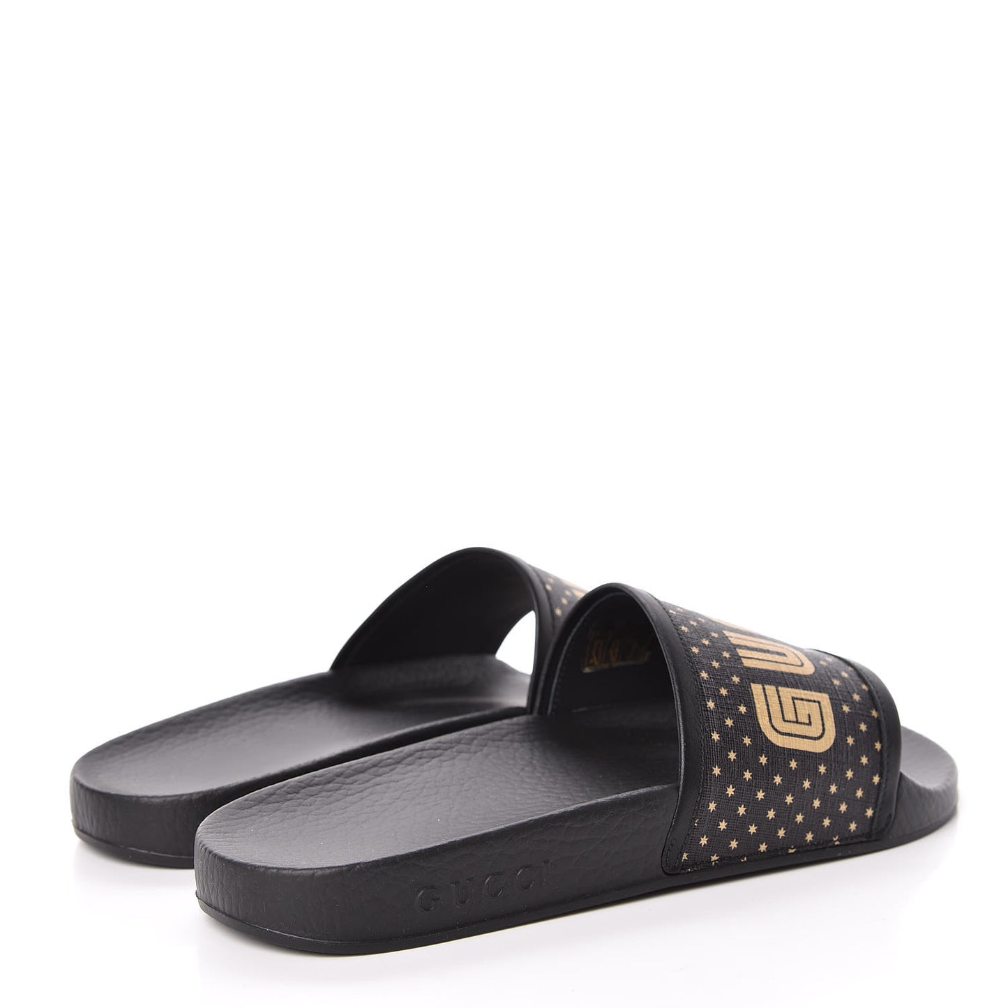 X SEGA Supreme Canvas GUCCY Stars Womens Slide Sandals 39 Black Gold