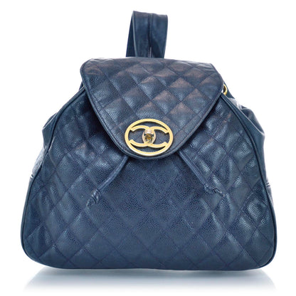 Chanel Caviar Quilted Backpack Navy Blue 1 of 10