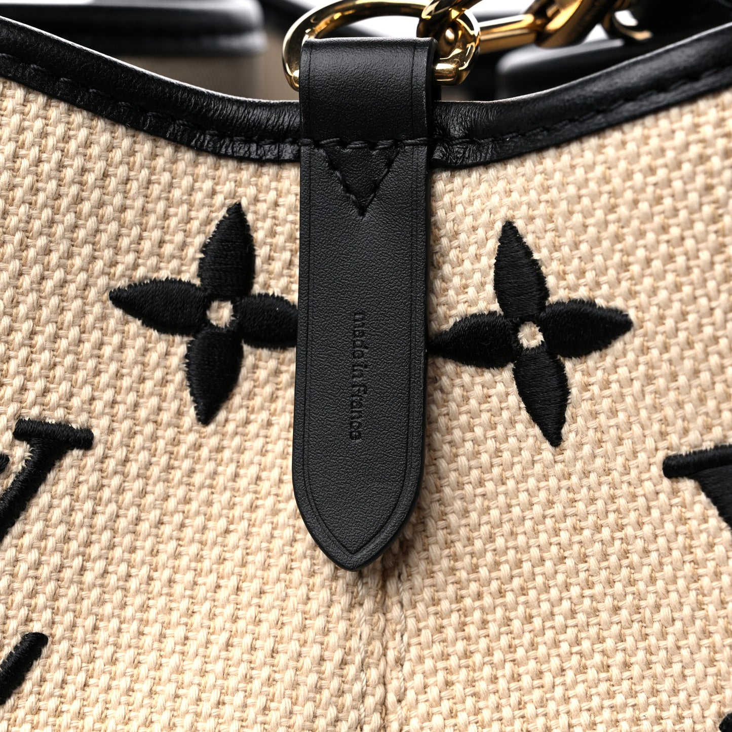 Cotton Monogram Embroidered Neonoe MM Beige Black
