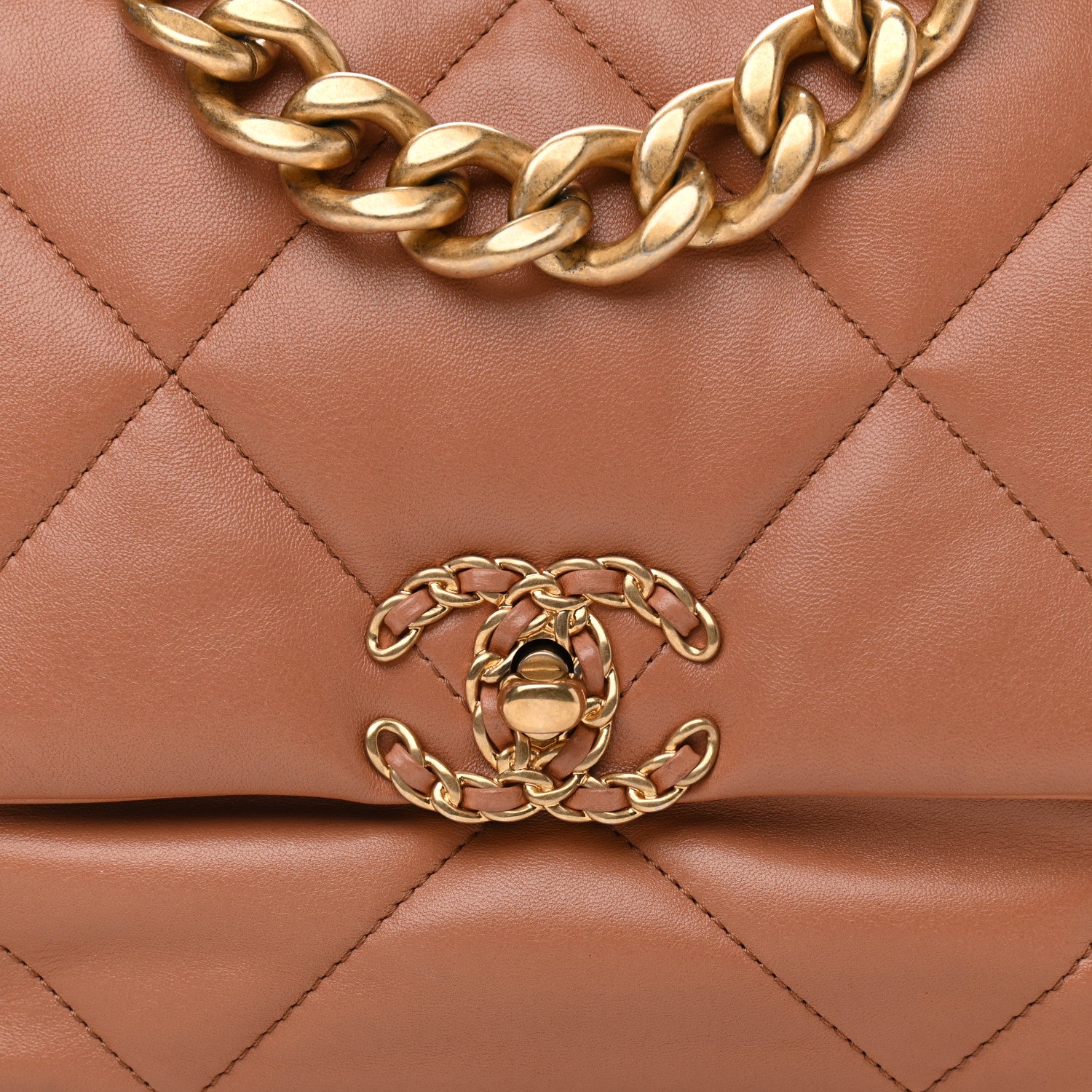 Chanel Lambskin Quilted Large Chanel 19 Flap Brown 8 of 11