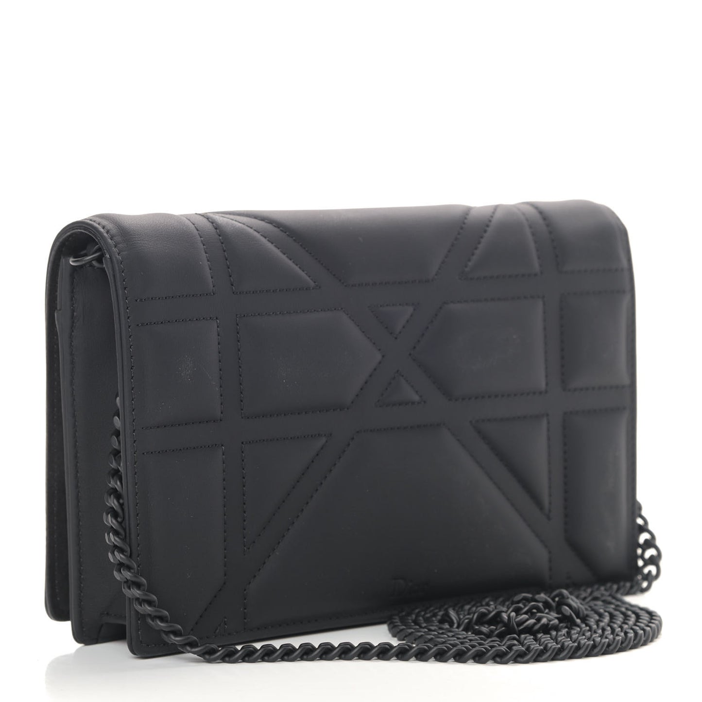 Ultra Matte Calfskin Diorama Wallet on Chain Pouch Black