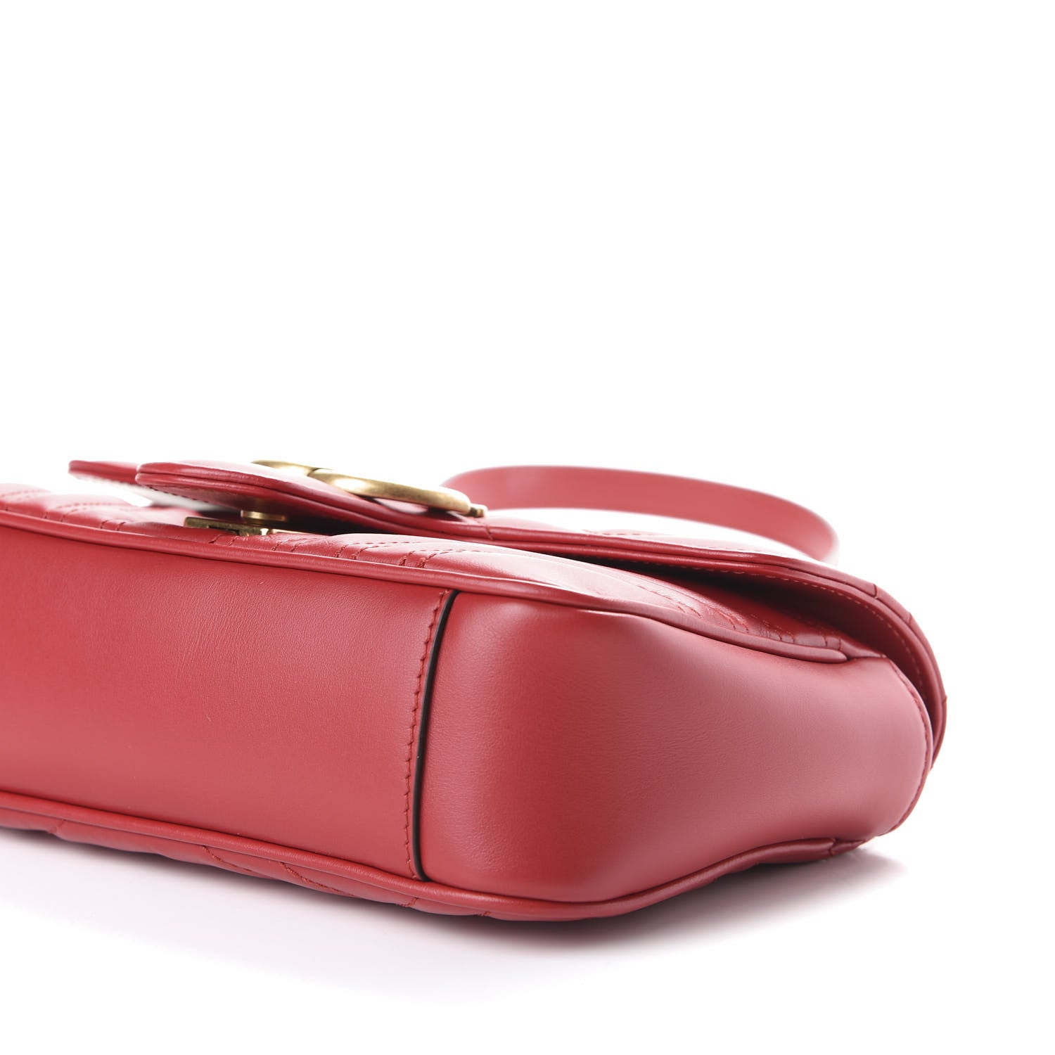 Gucci Calfskin Matelasse Mini GG Marmont Shoulder Bag Hibiscus Red 6 of 10