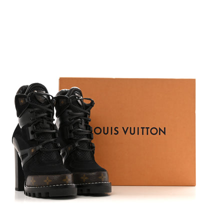 Louis Vuitton Suede Calfskin Monogram Star Trail Ankle Boots 37 Black 13 of 13