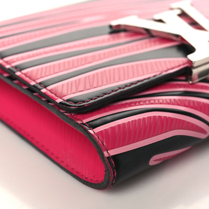 Louis Vuitton Calfskin Embossed Chain Louise MM Fuchsia Black 8 of 9