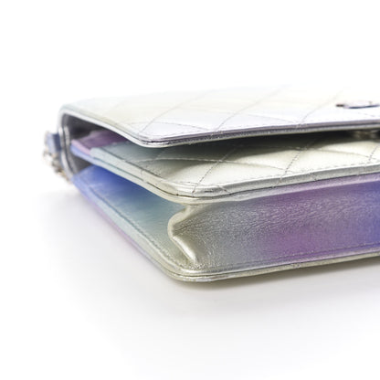 Chanel Gradient Metallic Calfskin Quilted Wallet On Chain WOC Silver Blue Yellow Purple 7 of 8