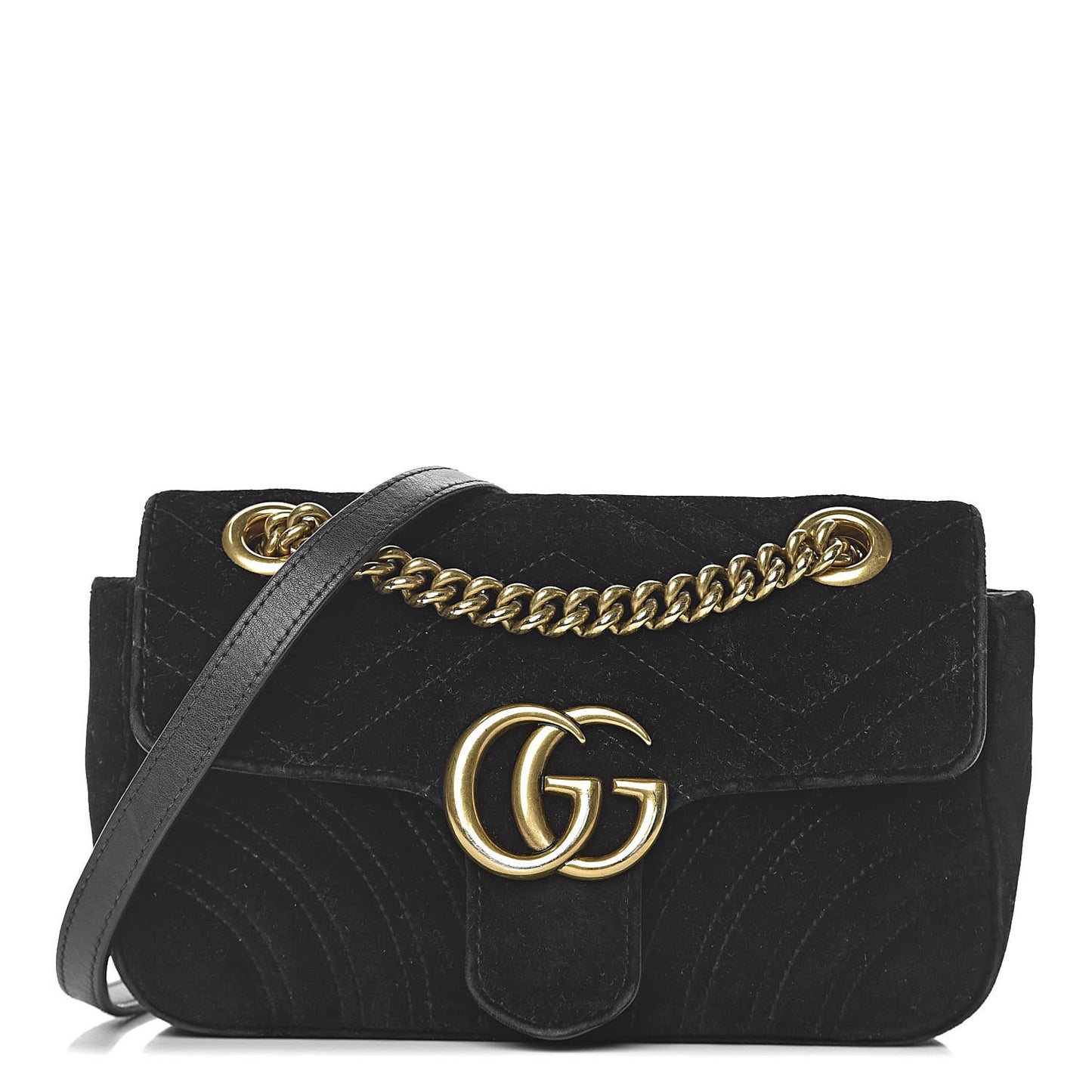 Velvet Matelasse Mini GG Marmont Shoulder Bag Black