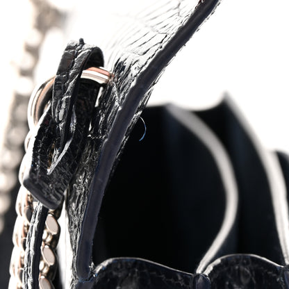 Saint Laurent Calfskin Crocodile Embossed Medium Monogram Sunset Navy 14 of 17
