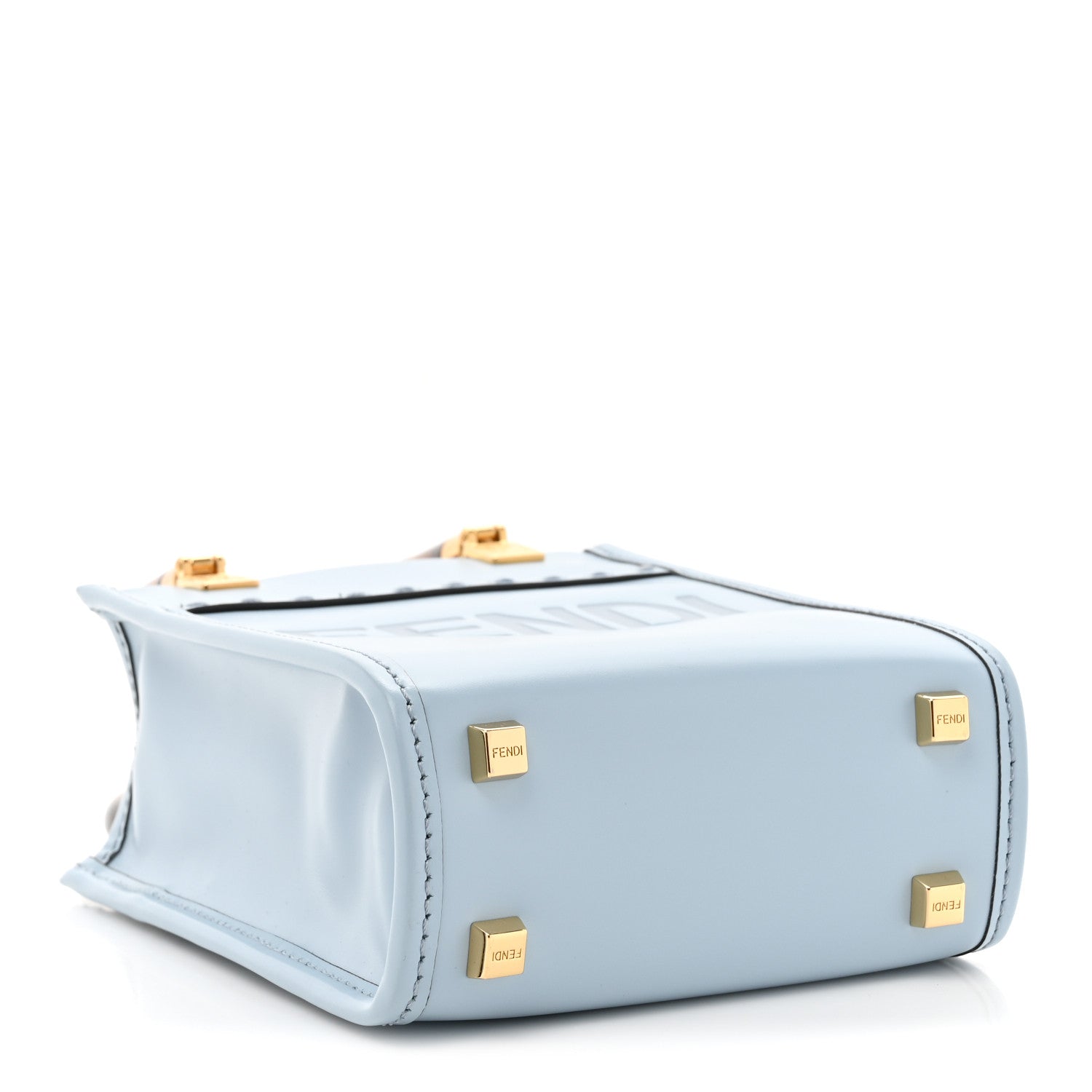 Fendi Vitello King Plexiglass Logo Embossed Mini Fendi Sunshine Shopper Tote Azzurro Baby 4 of 10