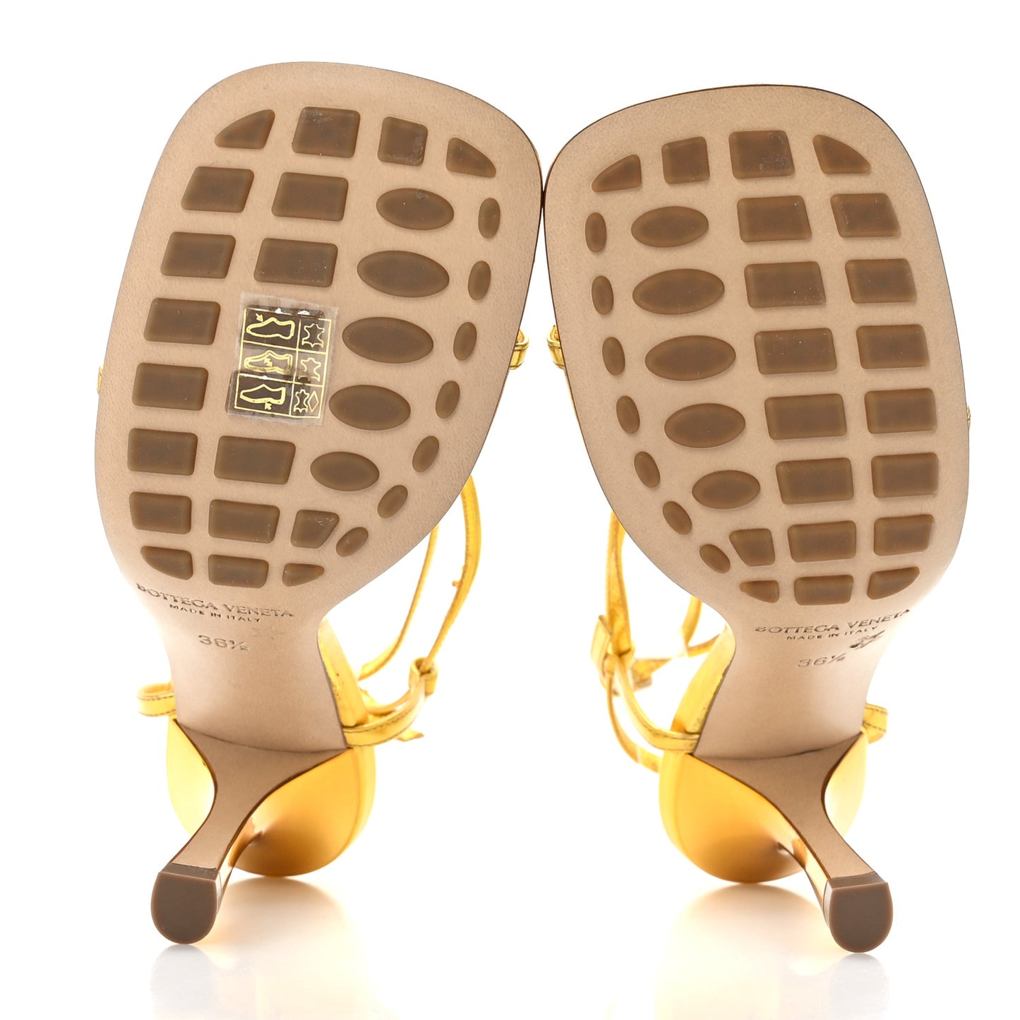 Laminated Calfskin The Line 90mm Sandals 36.5 Gold