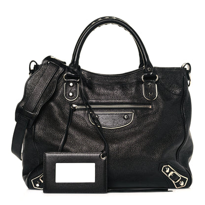 Balenciaga Chevre Silver Metallic Edge Hardware Velo Black 1 of 13