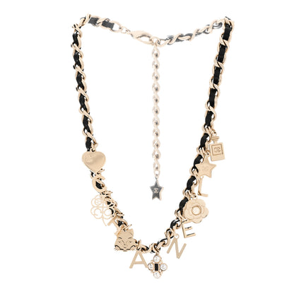 Chanel Lambskin Crystal CC Logo Charming Choker Gold Black 1 of 6
