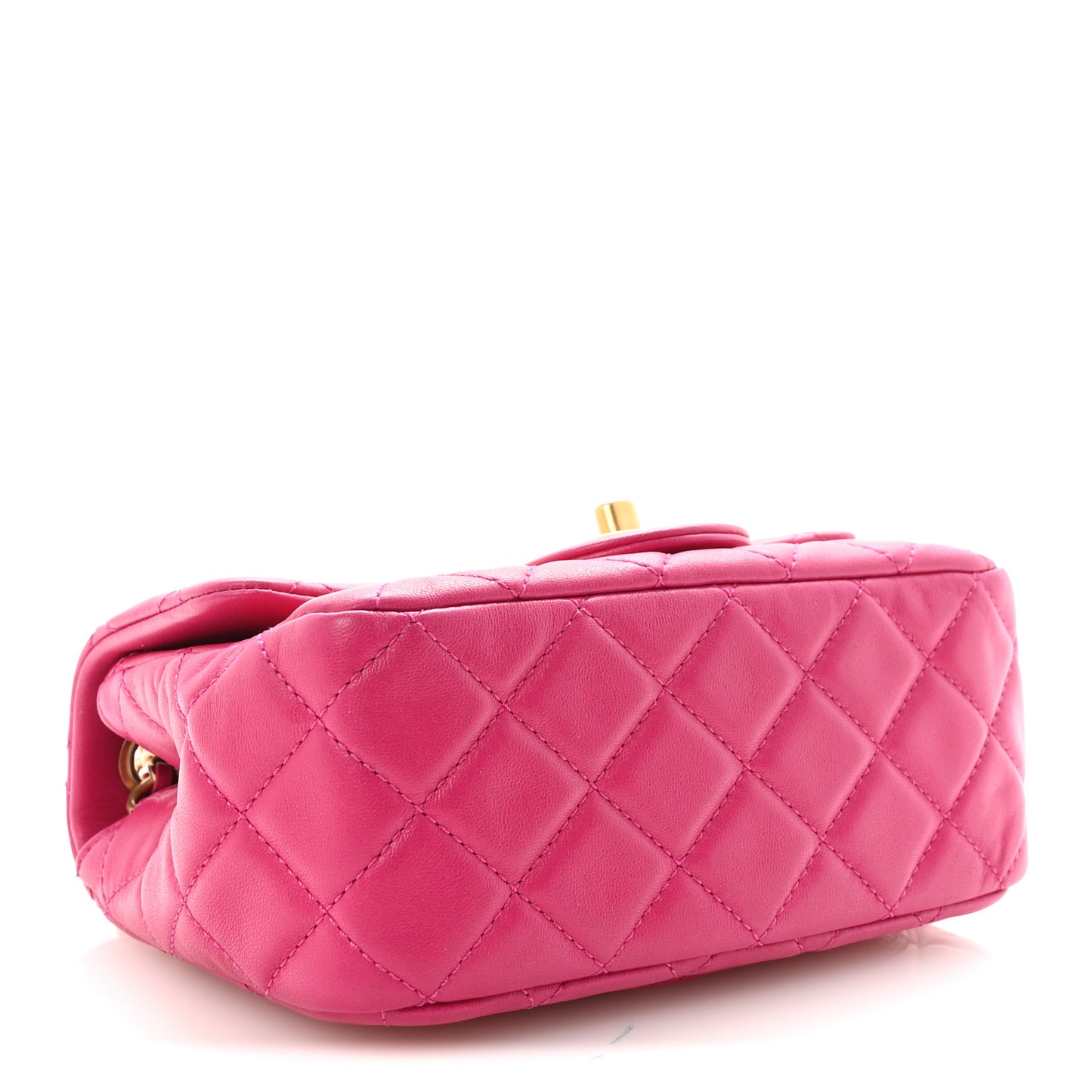 Lambskin Quilted Mini Pearl Crush Flap Fuchsia