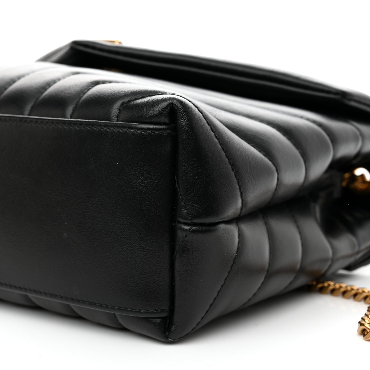 Calfskin Y Quilted Monogram Small Loulou Chain Satchel Black