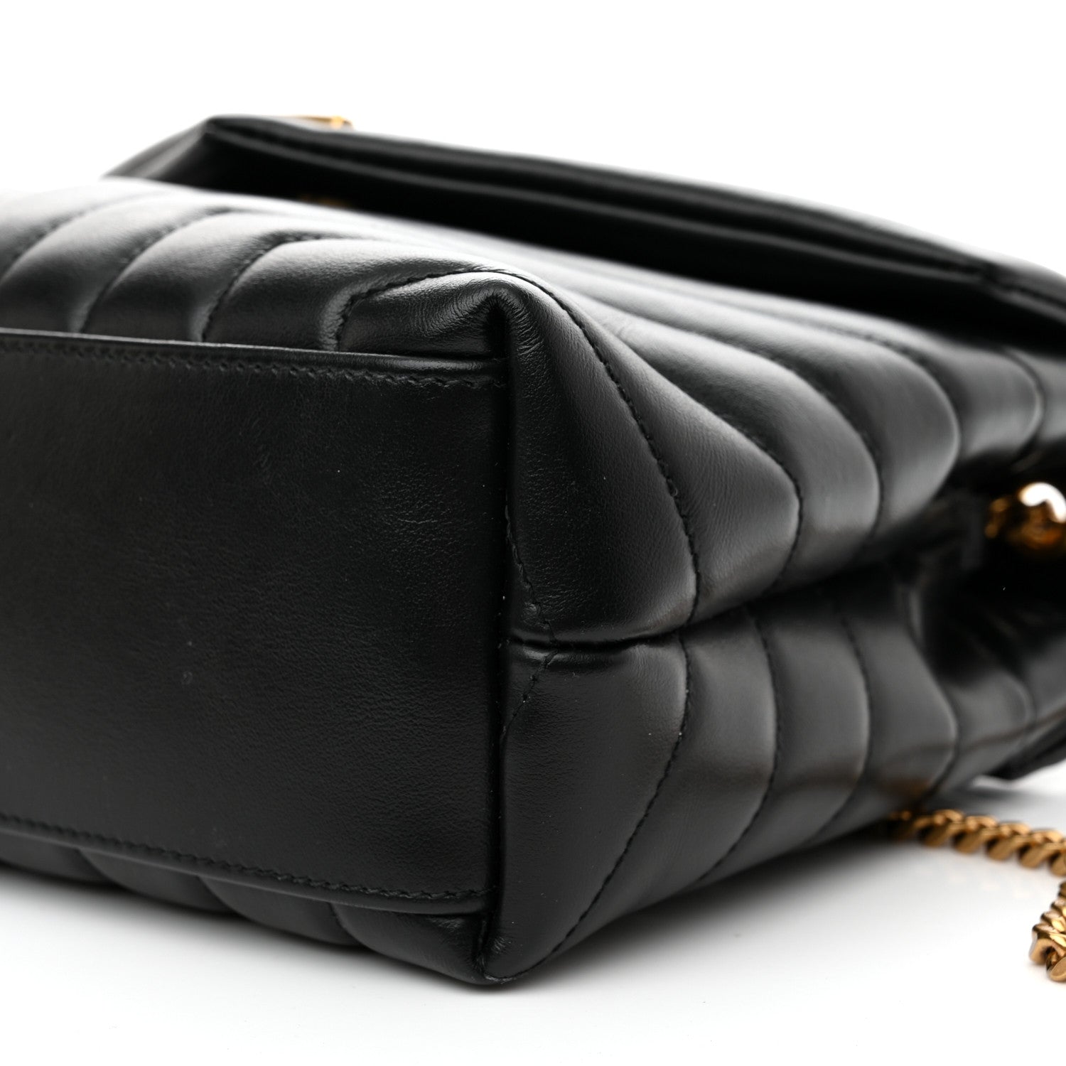 Saint Laurent Calfskin Y Quilted Monogram Small Loulou Chain Satchel Black 9 of 10