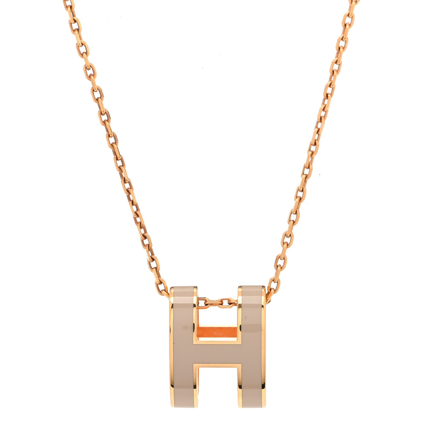Lacquered Gold Pop H Pendant Necklace Marron Glace