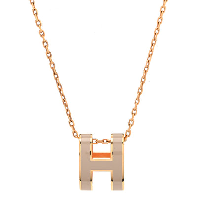 Hermes Lacquered Gold Pop H Pendant Necklace Marron Glace 4 of 7