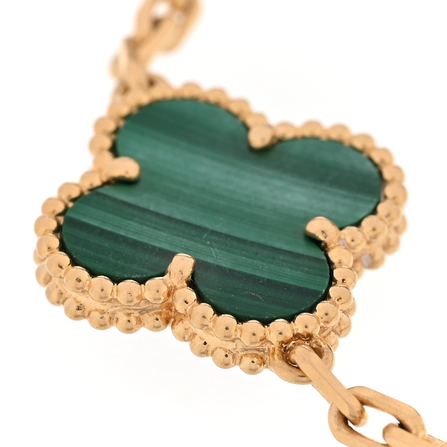 Van Cleef & Arpels 18K Yellow Gold Malachite 5 Motifs Vintage Alhambra Bracelet 8 of 11