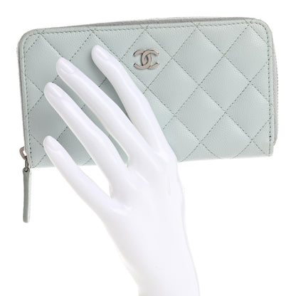 Chanel Caviar Quilted Medium Zip Around Wallet Light Blue 2 of 12