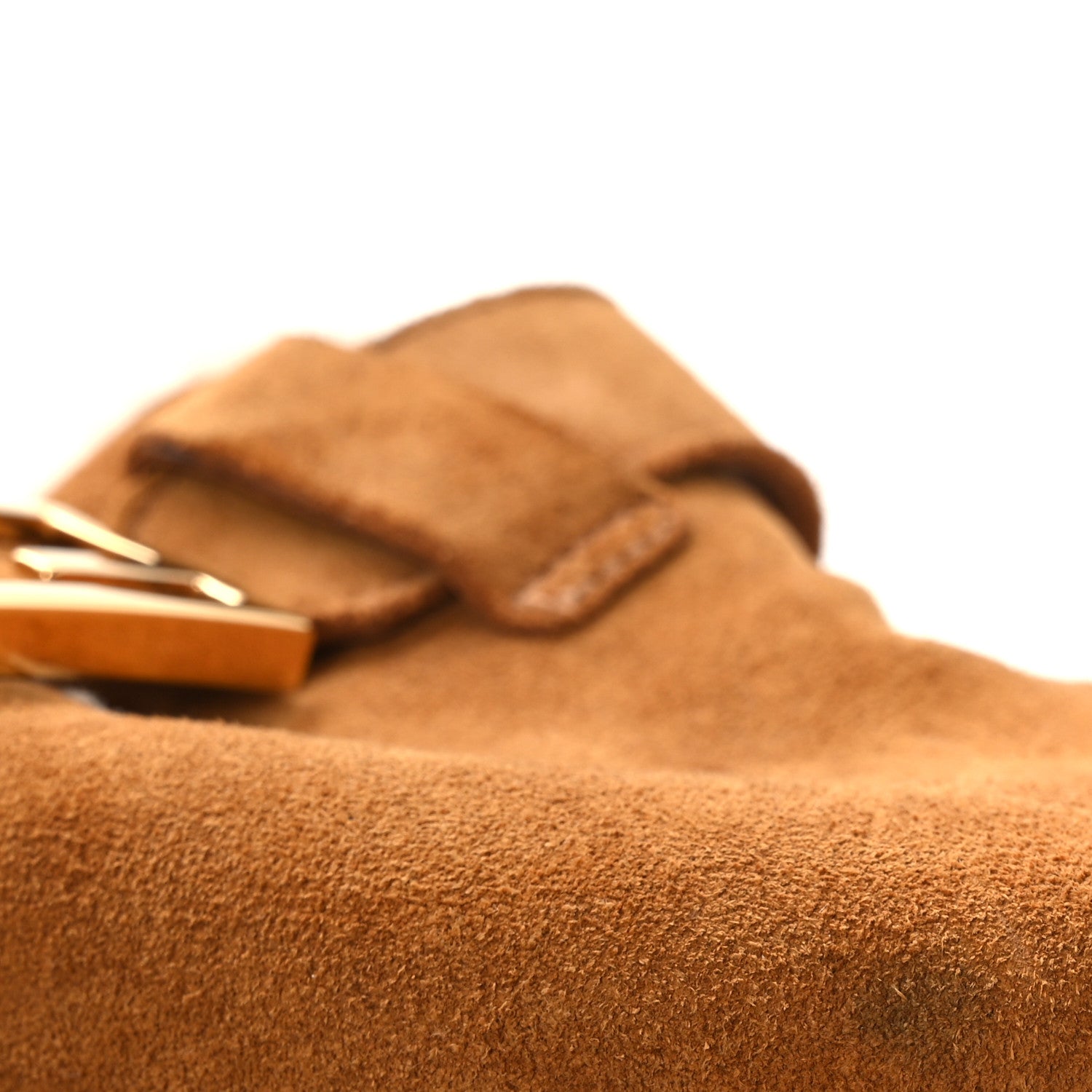 Fendi Suede Shearling Fendi Feel Buckled Clogs 37 Caramel Latte 10 of 12