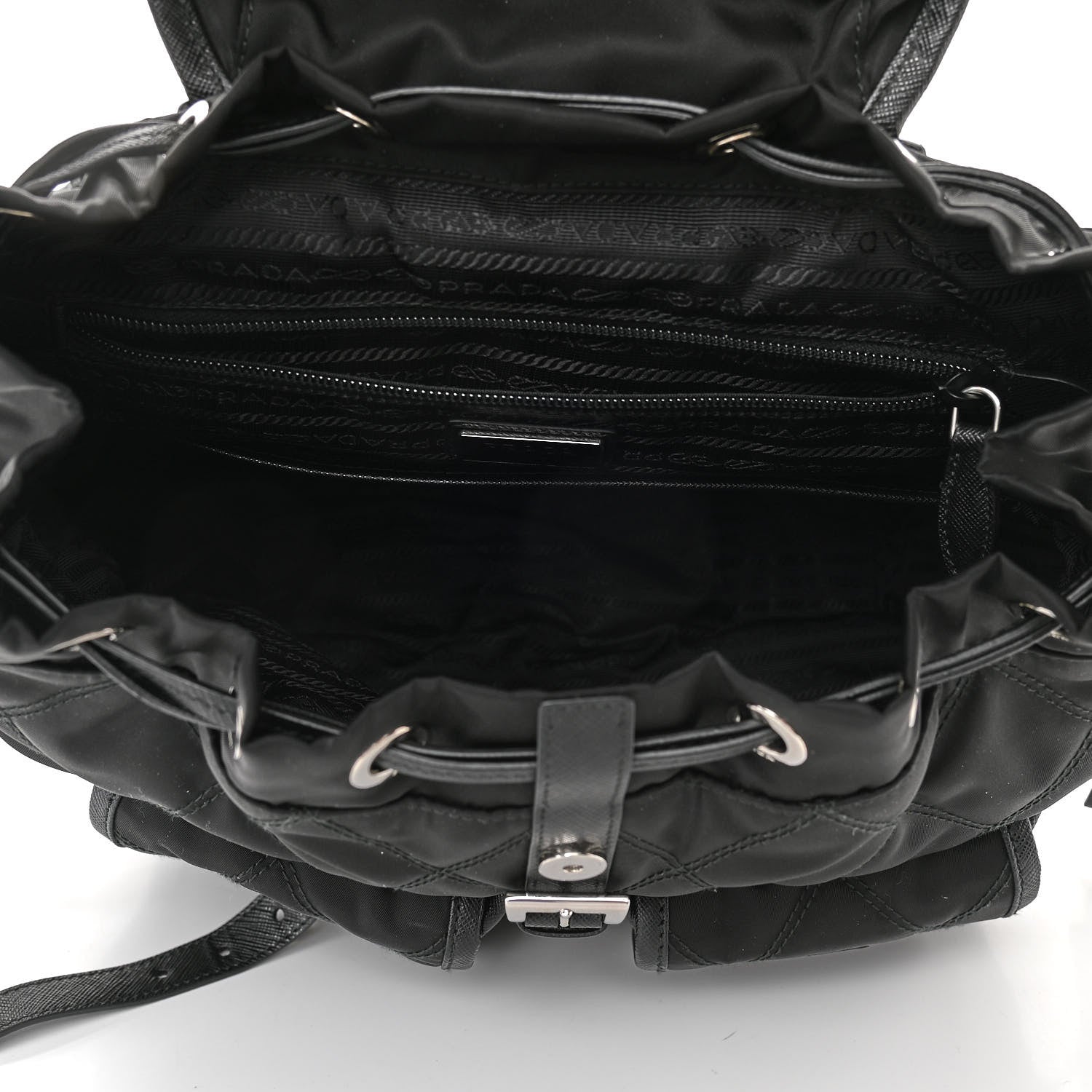 Prada Tessuto Nylon Saffiano Vela Quilted Backpack Black 5 of 9