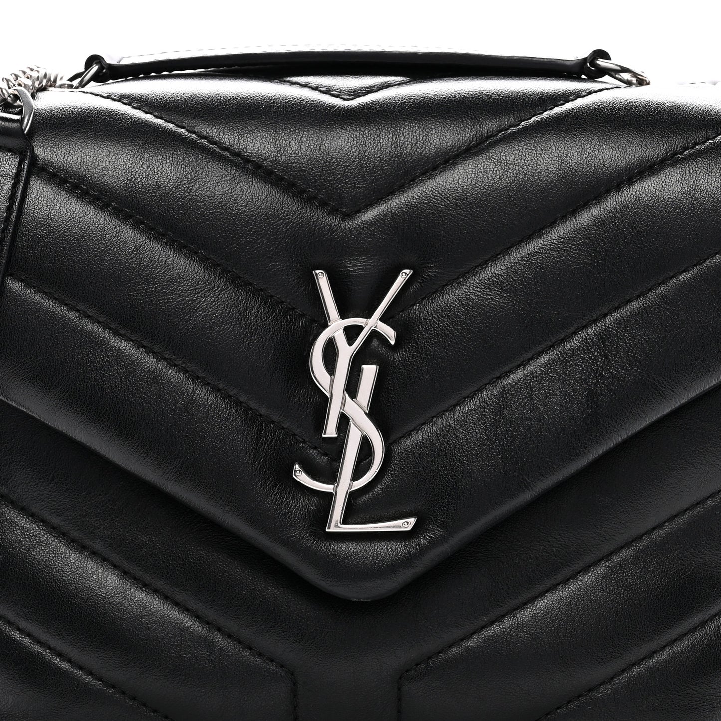 Calfskin Y Quilted Monogram Small Loulou Chain Satchel Black