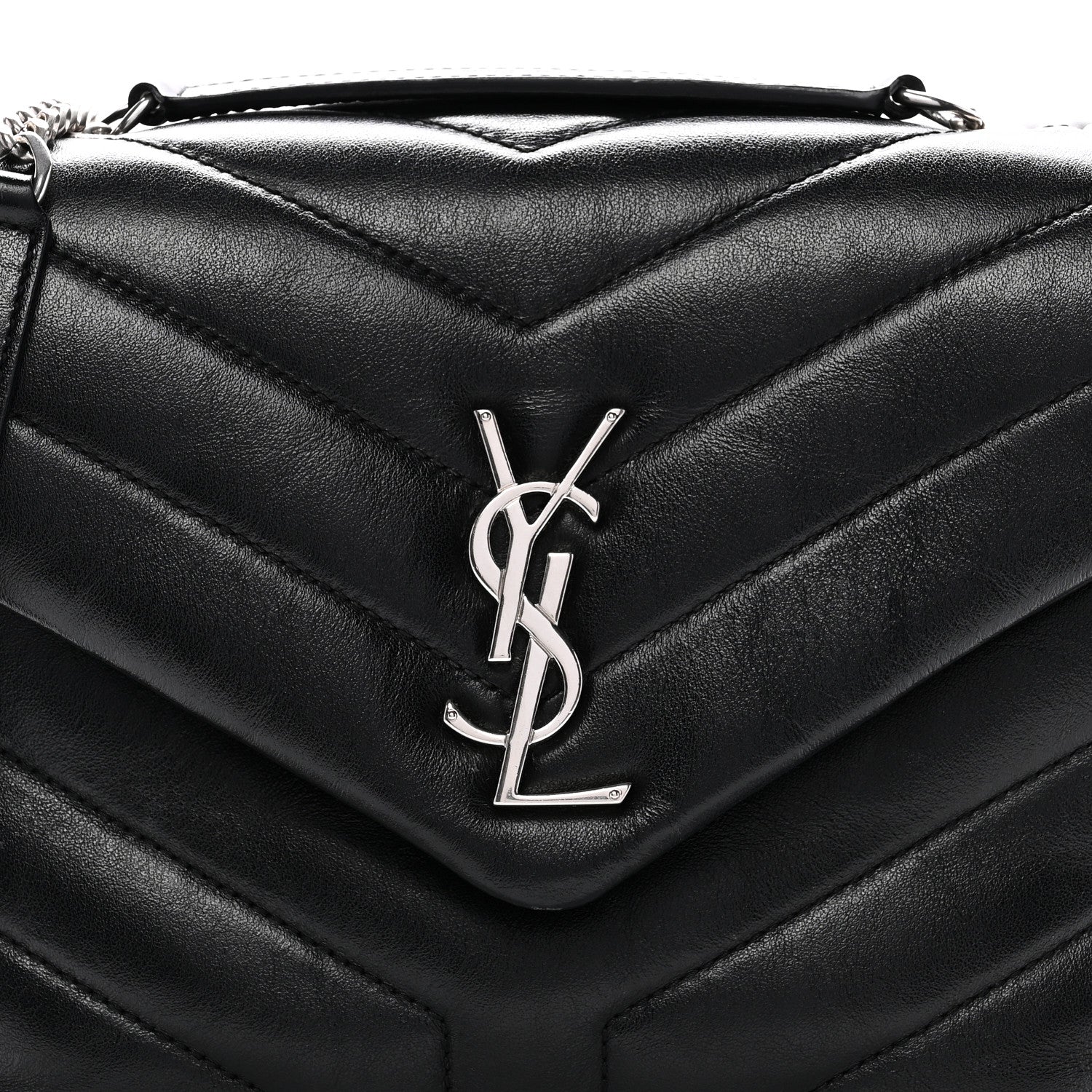 Saint Laurent Calfskin Y Quilted Monogram Small Loulou Chain Satchel Black 8 of 10
