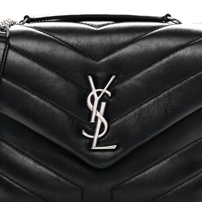 Saint Laurent Calfskin Y Quilted Monogram Small Loulou Chain Satchel Black 8 of 10