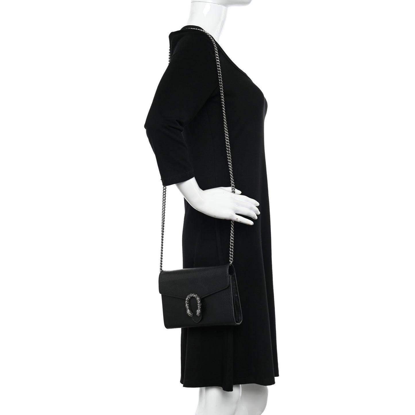 Calfskin Mini Dionysus Chain Wallet Black