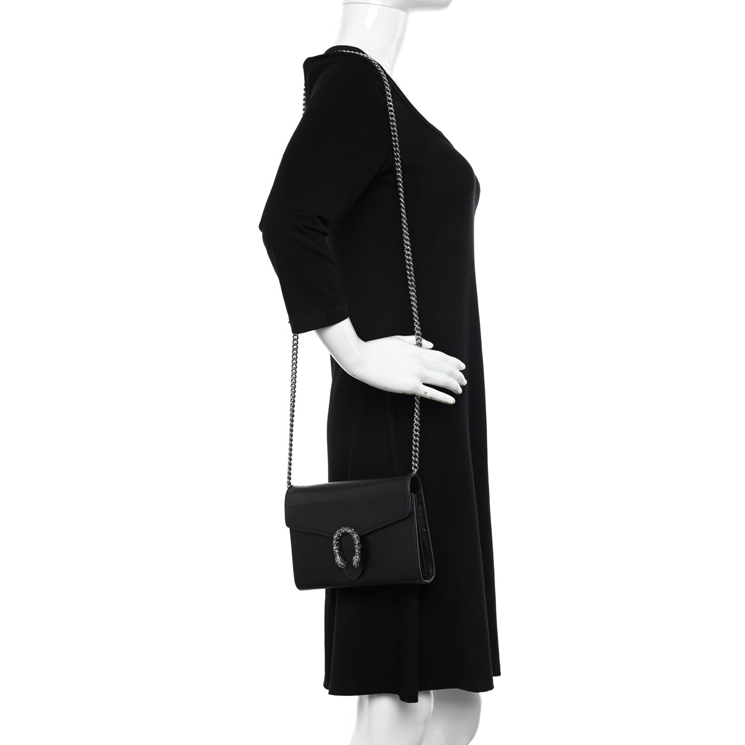 Gucci Calfskin Mini Dionysus Chain Wallet Black 2 of 13