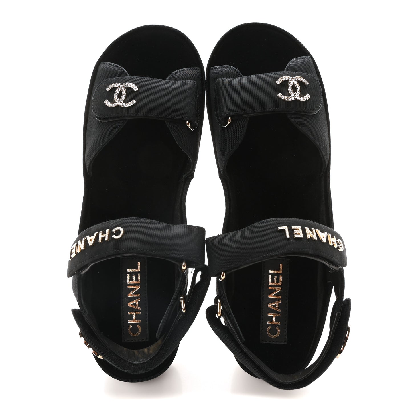 Grosgrain Crystal Logo Platform Sandals 40 Black