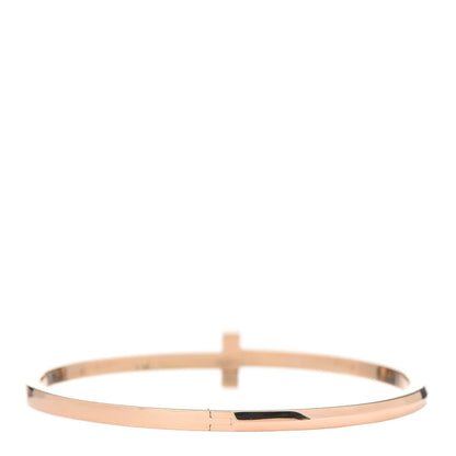 Tiffany 18K Rose Gold Narrow T T1 Hinged Bangle Bracelet 3 of 6