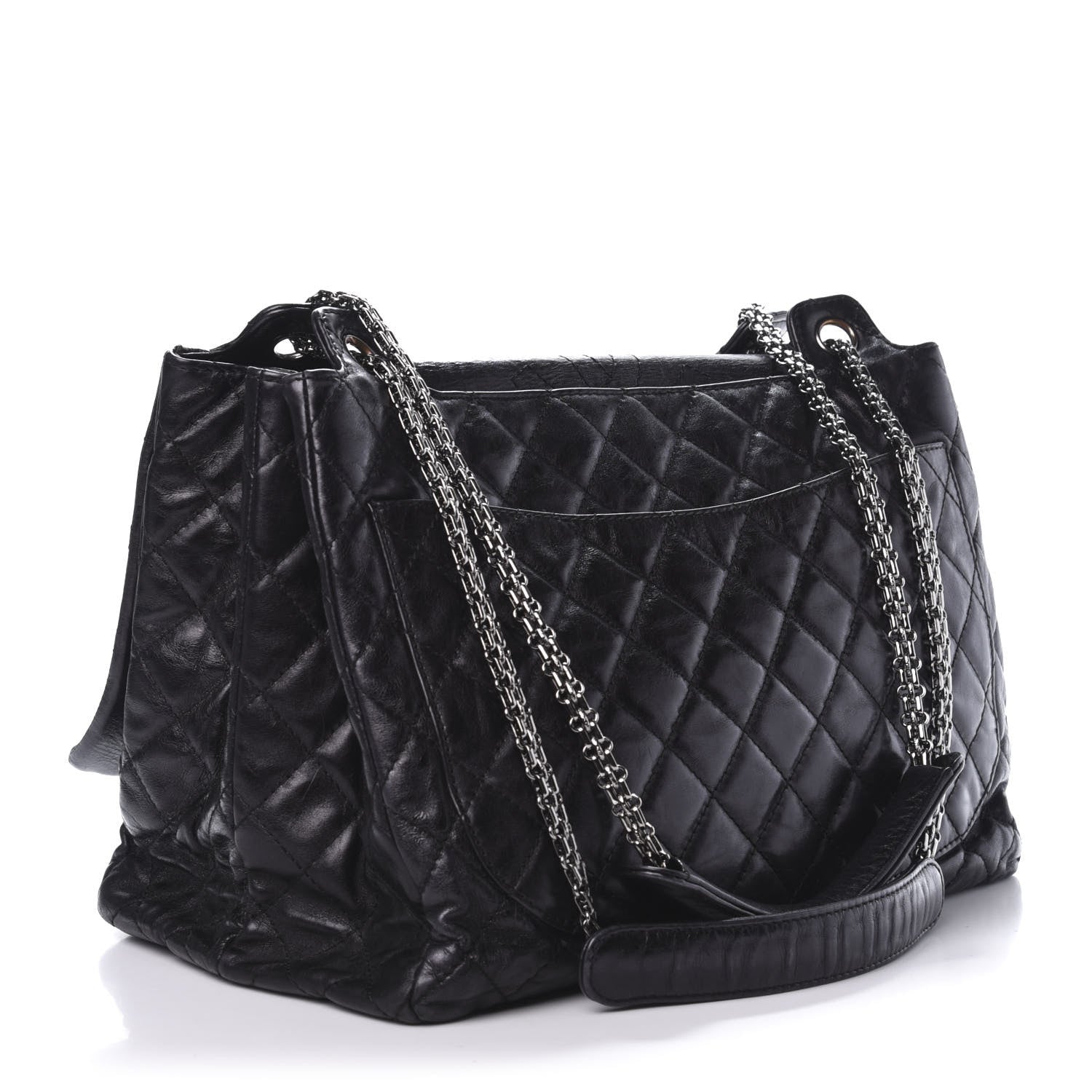Chanel Metallic Calfskin Quilted XL Accordion Reissue Flap Black 3 of 12
