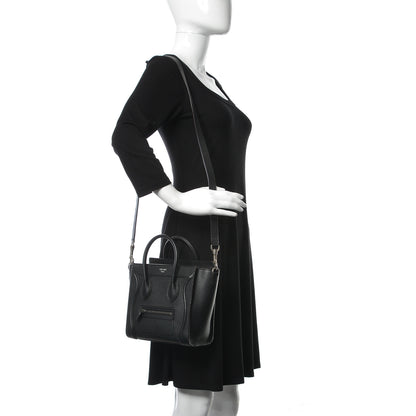 Celine Drummed Calfskin Nano Luggage Black 2 of 11