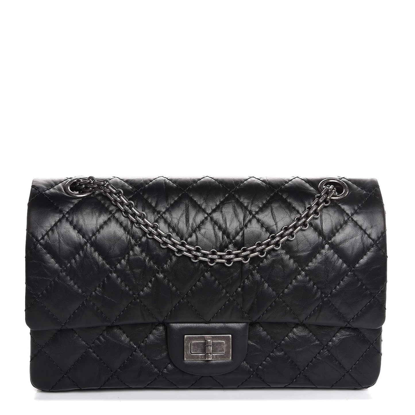 Aged Calfskin Quilted 2.55 Reissue 225 Flap Black