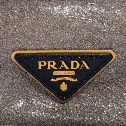 Prada Crackled Calfskin Studded Tote Talco Black 12 of 12