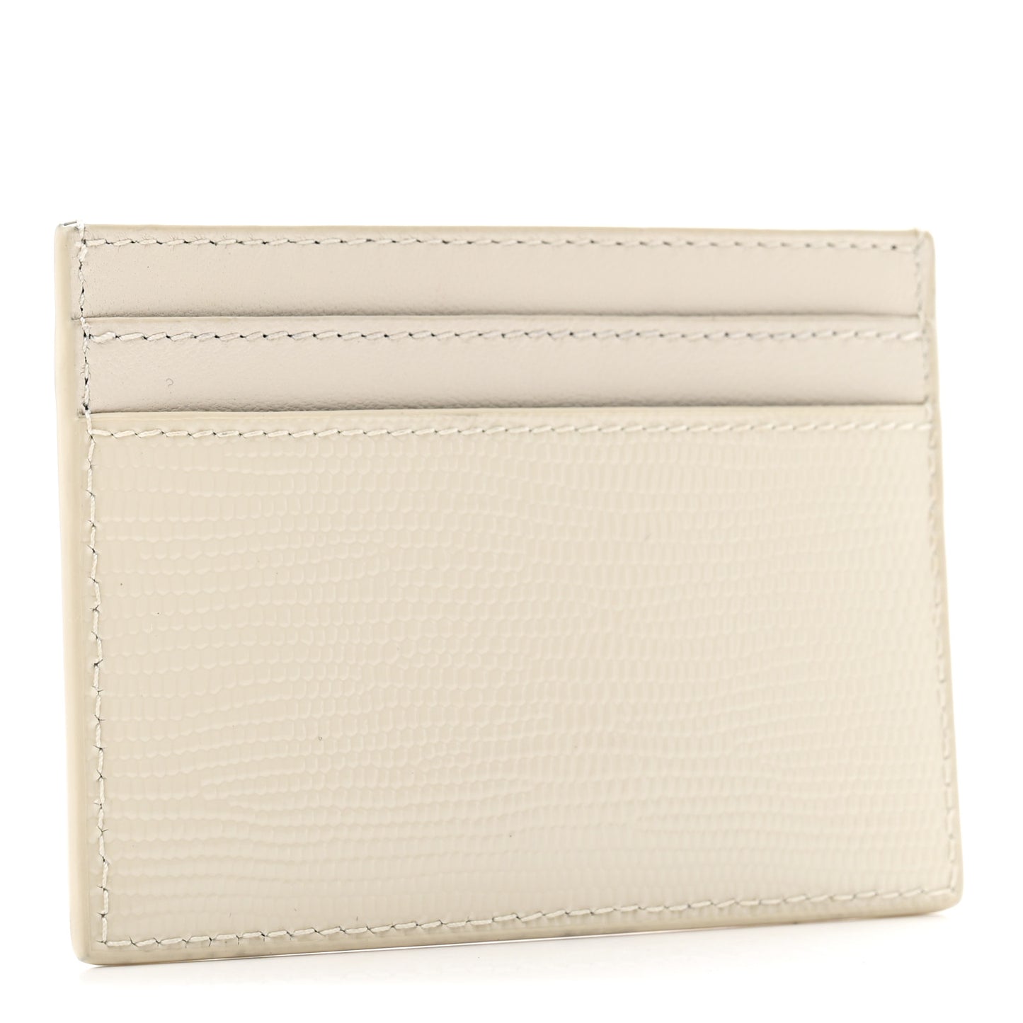 Calfskin Crocodile Embossed Monogram Credit Card Case Crema Soft