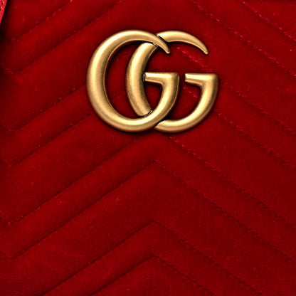 Gucci Velvet Matelasse Small GG Marmont Chain Shoulder Bag Hibiscus Red 8 of 10