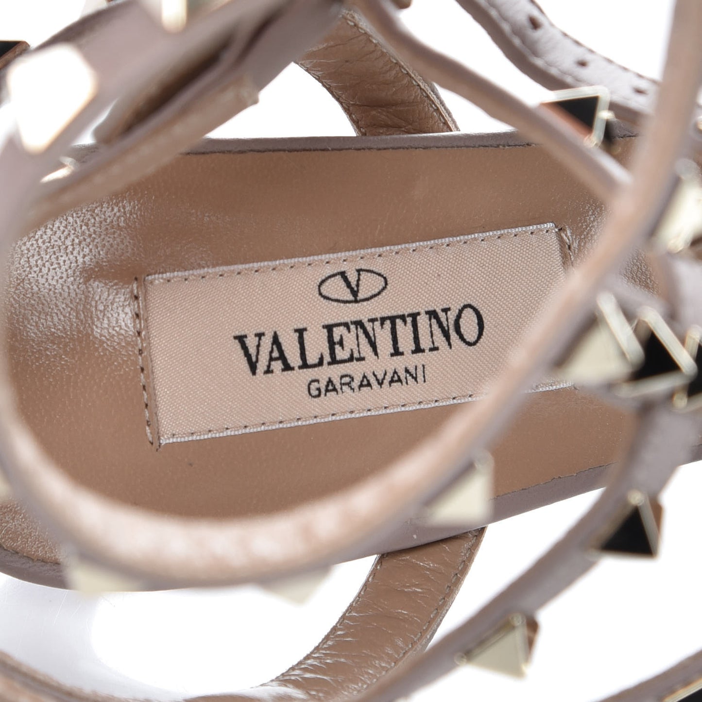 Patent Nappa Rockstud Ankle Strap 65mm Pumps 36 Rubin Poudre