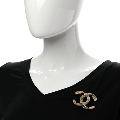 Chanel Pearl Crystal Twisted CC Brooch Gold Multicolor 2 of 5
