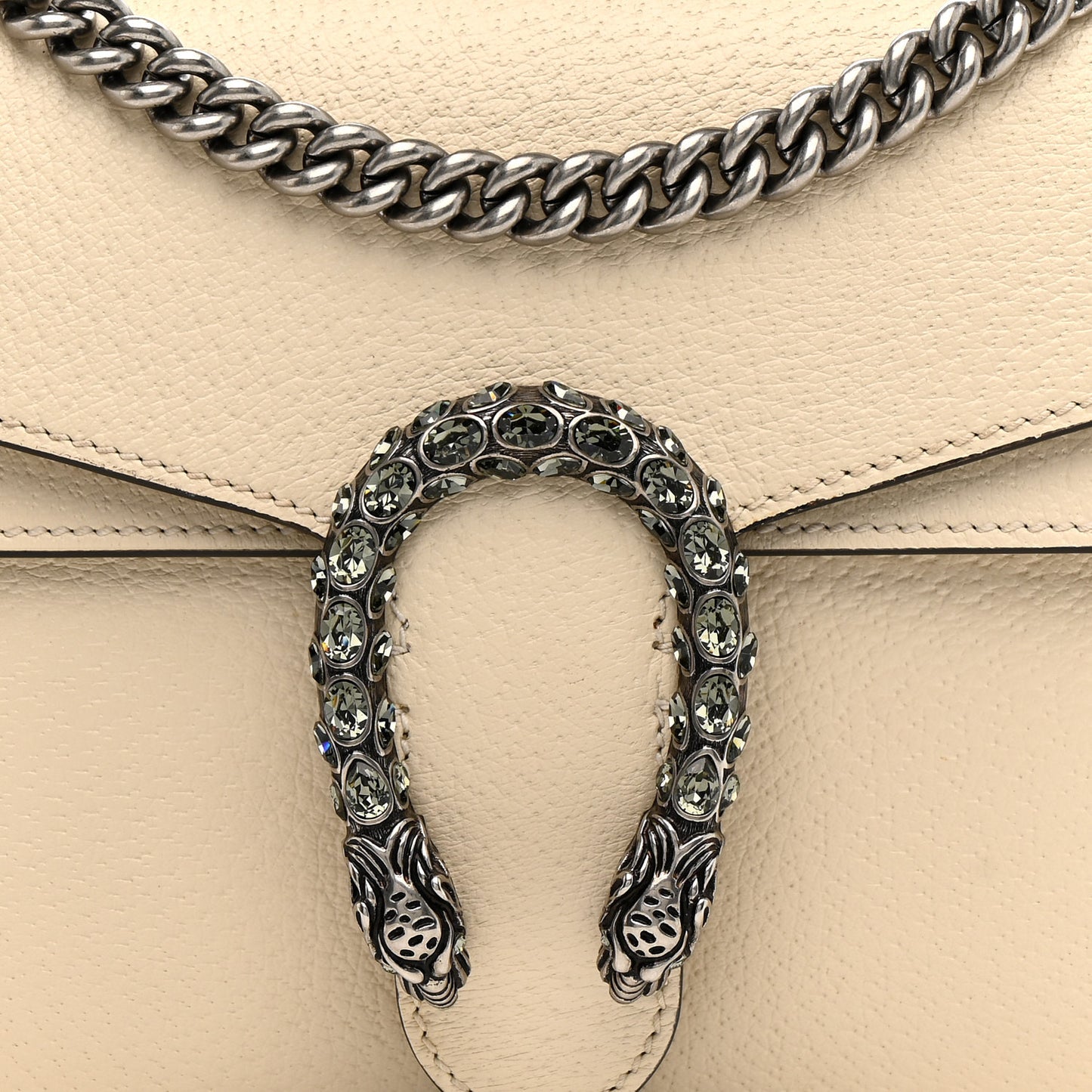 Textured Calfskin Crystal Small Dionysus Shoulder Bag Mystic White