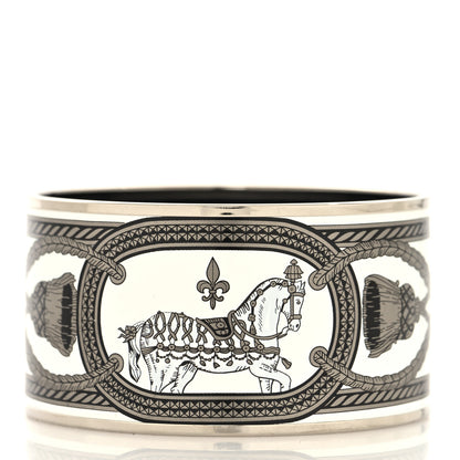 Hermes Enamel Printed Grand Apparat Extra Wide Bracelet 65 White 3 of 5