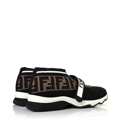 Fendi Stretch Yarn FF Stiff Band Rockoko Sneakers 37 Black White Tobacco 3 of 4