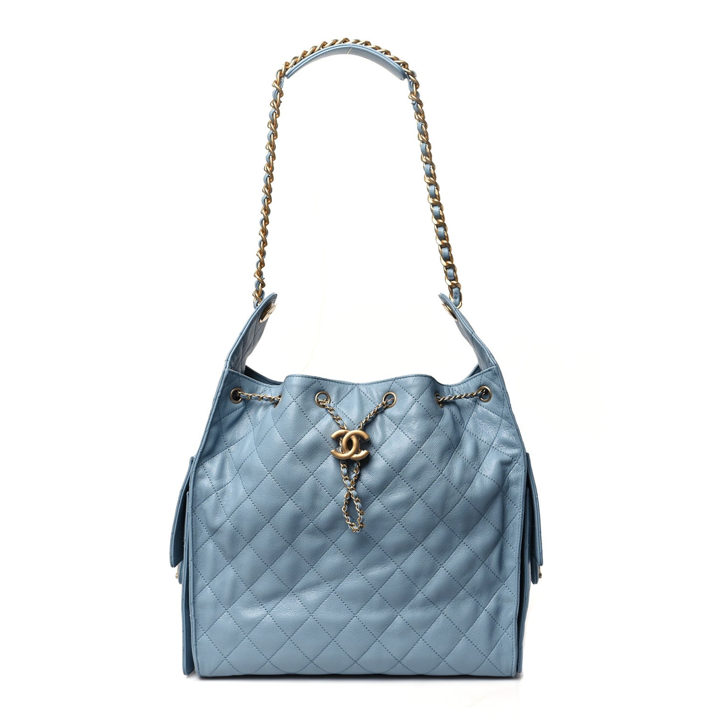 Caviar Quilted Medium Chanel 25 Handbag Blue