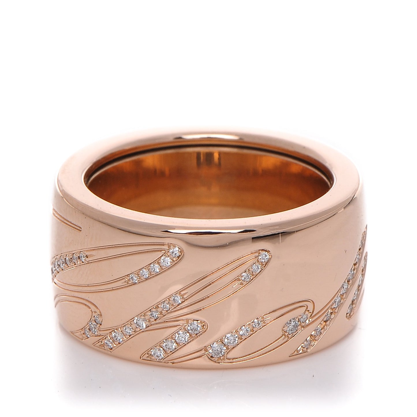 18k Rose Gold Chopardissimo Diamonds Spinning Ring 53 6.5
