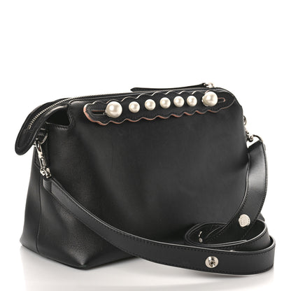 Fendi Vitello Dolce Scalloped Pearl Studded Medium By The Way Boston Bag Black 3 of 8