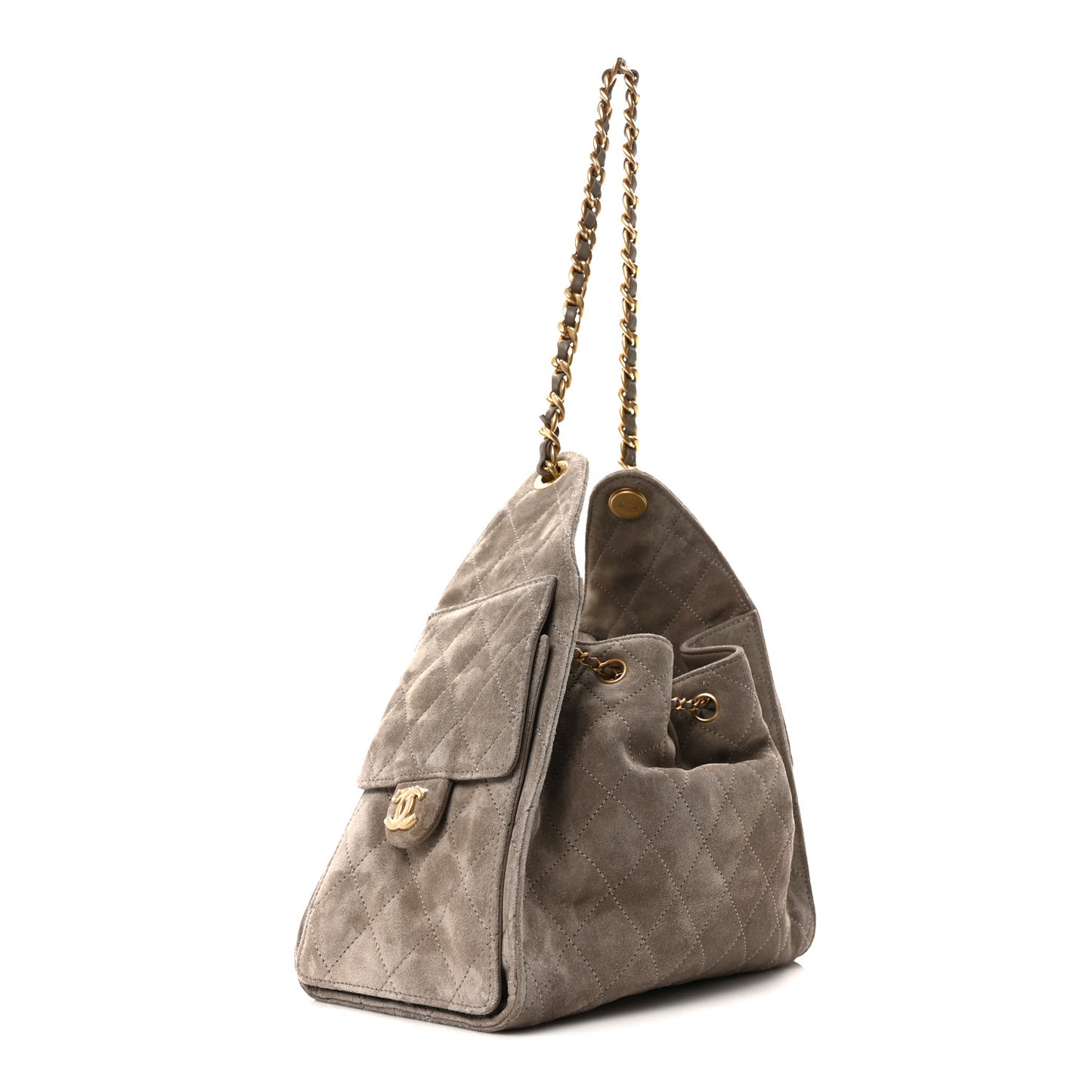 Suede Quilted Small Chanel 25 Handbag Dark Grey