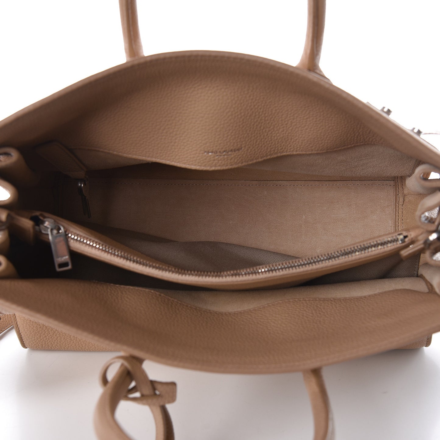 Grained Calfskin Small Supple Sac De Jour Dark Beige