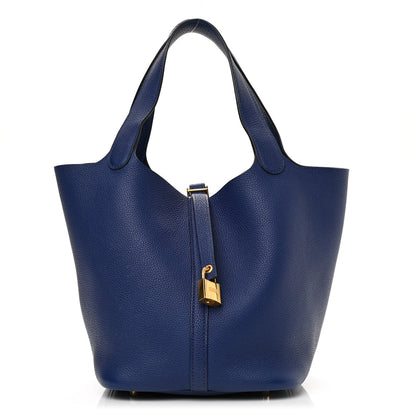 Hermes Taurillon Clemence Picotin Lock 22 MM Bleu Saphir 1 of 9